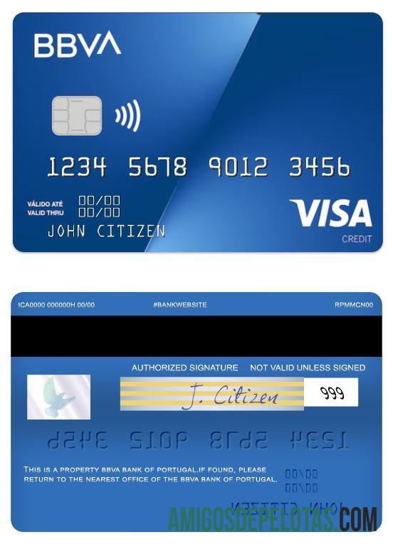 Portugal BBVA Bank Visa Credit Card sample